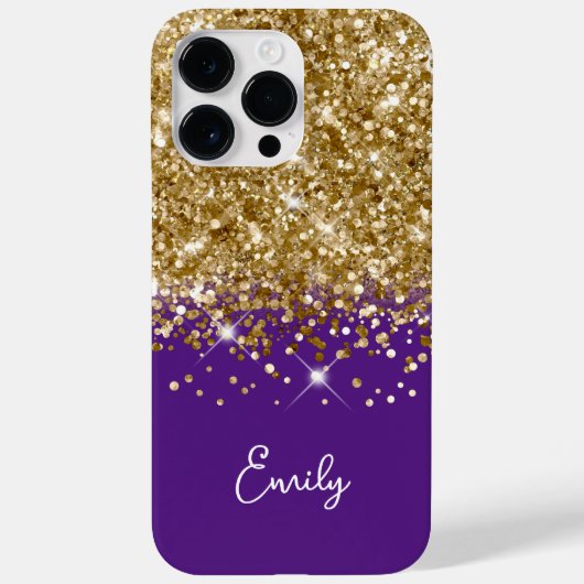 Koninklijk Paars en Goud Glitter Glam Case-Mate iPhone Case (Achterkant)