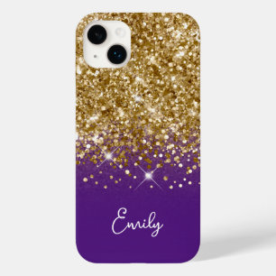 Koninklijk Paars en Goud Glitter Glam Case-Mate iPhone 14 Plus Hoesje