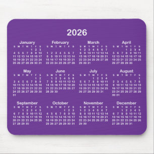 Koninklijk Paars en Wit 2026 Kalender Muismat