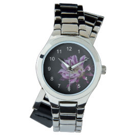 Koninklijk Paars en Wit bloem Horloge