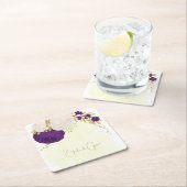 koninklijk paars en wit bloemen goud kartonnen onderzetters (Insitu)