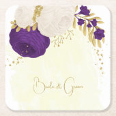 koninklijk paars en wit bloemen goud kartonnen onderzetters (Voorkant)