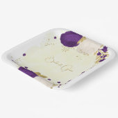 koninklijk paars en wit bloemen goud papieren bordje (Gebogen)