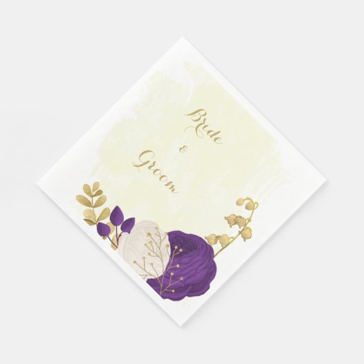koninklijk paars en wit bloemen goud servet (Hoek)