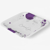 koninklijk paars en wit bloemen zilverpapier borde papieren bordje (Gebogen)