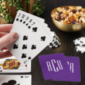 Koninklijk Paars en Wit Driedelige Monogram Pokerkaarten (Insitu)