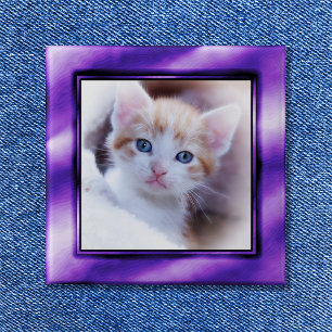 Koninklijk Paars en Wit Ombre Fotolijst Vierkante Button 5,1 Cm
