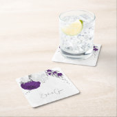 koninklijk paars en witte bloemen zilver kartonnen onderzetters (Insitu)