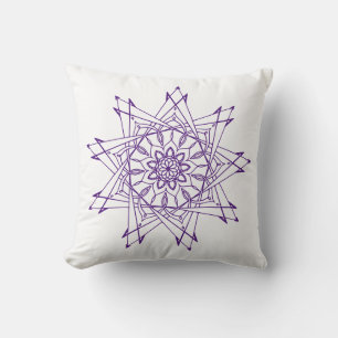 Koninklijk Paars en Witte Sharp Mandala Sierkussen