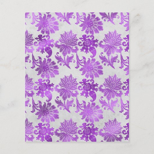  koninklijk Paars en zilveren Floral Wedding Flyer (Achterkant)