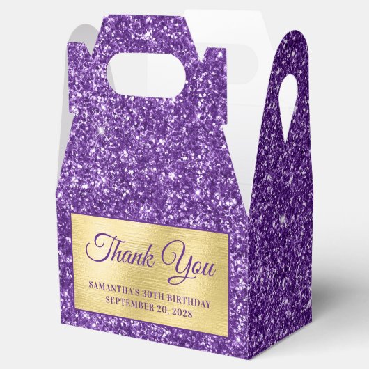 Koninklijk Paars Glitter Gold 30e verjaardag Dank  Bedankdoosjes (Geopend)