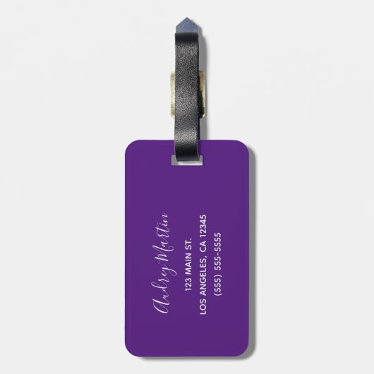 Koninklijk Paars Glitter Ombre Gepersonaliseerd Mo Bagagelabel (Achterkant verticaal)
