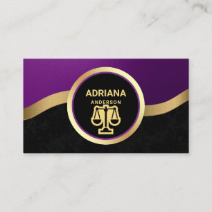 Koninklijk Paars Gold Lawyer Justice Scale Attorne Visitekaartje
