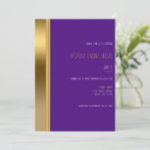 Koninklijk Paars & Goud Elegant Glam-evenement of Kaart (Staand voorkant)