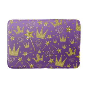 Koninklijk Paars & Goud Glitter Meisjes Prinses Badmat