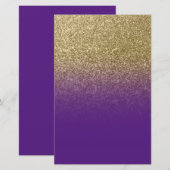 Koninklijk Paars Goud Ombre Glitter Briefpapier (Voorkant / Achterkant)