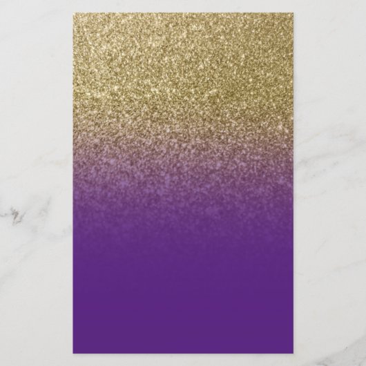 Koninklijk Paars Goud Ombre Glitter Briefpapier (Voorkant)