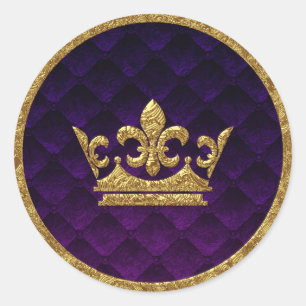 Koninklijk Paars & Gouden Kroon Verhaalboek Trouwg Ronde Sticker