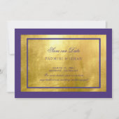 Koninklijk Paars & Gouden Trouw Save The Date (Voorkant)