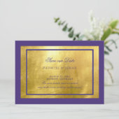 Koninklijk Paars & Gouden Trouw Save The Date (Staand voorkant)