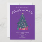 Koninklijk Paars Kerstfeest Rustieke Boom Kaart (Voorkant)