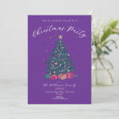 Koninklijk Paars Kerstfeest Rustieke Boom Kaart (Staand voorkant)