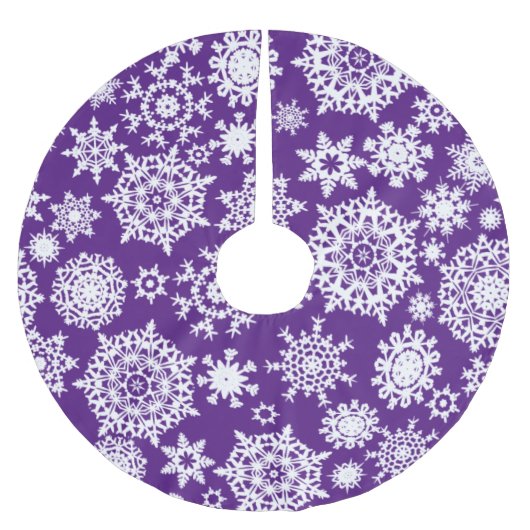 Koninklijk Paars Kerstsneeuwvlokpatroon Kerstboom Rok (Voorkant)