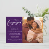 Koninklijk Paars Koppel Foto Betrokkenheid Aankondiging (Staand voorkant)