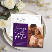 Koninklijk Paars Koppel Foto Elegante Spara de Fot Aankondigingskaart