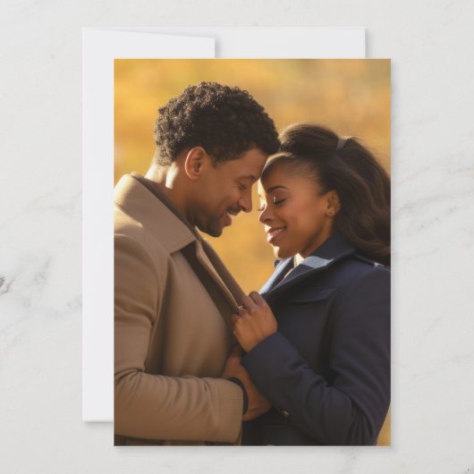 Koninklijk Paars Koppel Foto Verloving Aankondiging (Achterkant)