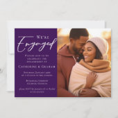 Koninklijk Paars Koppel Foto Verlovingsaankondigin Aankondiging (Voorkant)