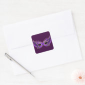 Koninklijk paars maskermasker vierkante sticker (Envelop)