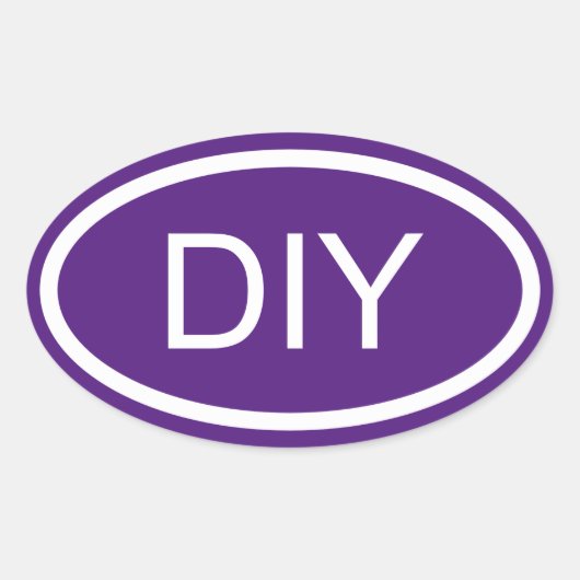 Koninklijk Paars Monogram Euro Style Ovale Sticker (Voorkant)