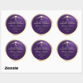 Koninklijk Paars Productlabel Gouden Frame en Mono Ronde Sticker (Vel)