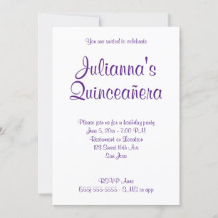 Koninklijk Paars Quinceañera Calligrafie Birthday Kaart