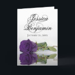 Koninklijk Paars Roos Elegant Romantic Foto Wedden<br><div class="desc">Deze prachtige huwelijksuitnodigingen zijn voorzien van een verbluffend design met een eenzijdig, op één steentjes gegoten koninklijk paars roos dat in water reflecteert met golven en rimpels. De voorzijde toont de eerste namen van het paar in fancy manuscript het schrijven. Binnen is ruimte voor de foto van het stel samen...</div>