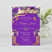 Koninklijk Paars Roos Mariachi Fancy Western Charr Kaart (Staand voorkant)