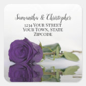Koninklijk Paars Roos Terugkeeradres Envelopzegel Vierkante Sticker (Voorkant)
