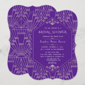 Koninklijk Paars Silver Great Gatsby-Vrijgezellenf Kaart (Voorkant / Achterkant)