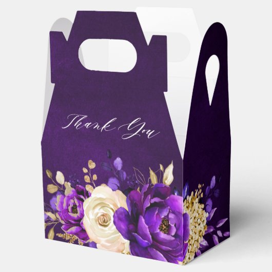 Koninklijk Paars Violet Gold Botanisch Vrijgezelle Bedankdoosjes (Geopend)