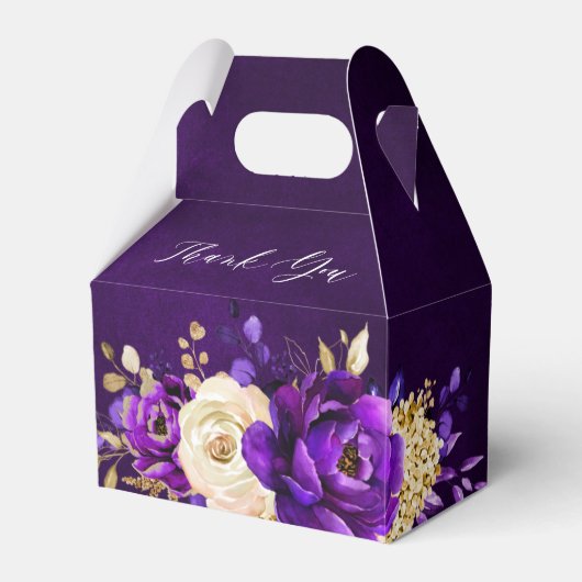 Koninklijk Paars Violet Gold Botanisch Vrijgezelle Bedankdoosjes (Voorkant Zijde)