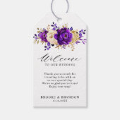 Koninklijk Paars Violet Gold Floral Weduwschap Wel Cadeaulabel (Voorkant)