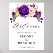 Koninklijk Paars Violet Gold Floral Weduwschap Wel Poster (Voorkant)