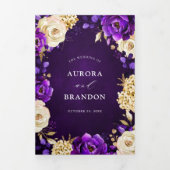 Koninklijk Paars Violette Gouden Bloemige Botanisc Drieluik Aankondiging (Cover)