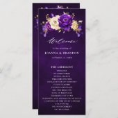 Koninklijk Paars Violette Gouden Bloemige Botanisc Programmakaart (Voorkant / Achterkant)