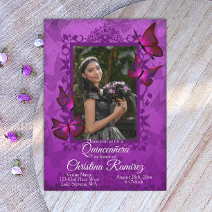 Koninklijk Paars, Violette Quinceanera Vlinder Kaart