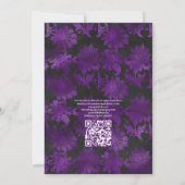 Koninklijk Paars & Zilveren Bloem Bruiloft QR Code Kaart (Achterkant)