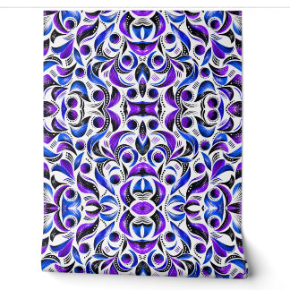 Koninklijk Paarse Abstracte Wervelpatroonstof Behang