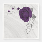 koninklijk paarse bloemen zilveren bladeren marmer servet (Voorkant)