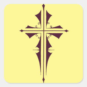 Koninklijk Paarse Christelijk Kruis Kunst Vierkante Sticker